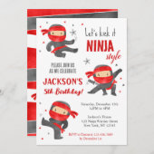 Ninja Warrior Karate Geburtstagsparty Einladungen (Vorne/Hinten)