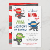 Ninja Warrior Karate Geburtstagsparty Einladungen (Vorne/Hinten)