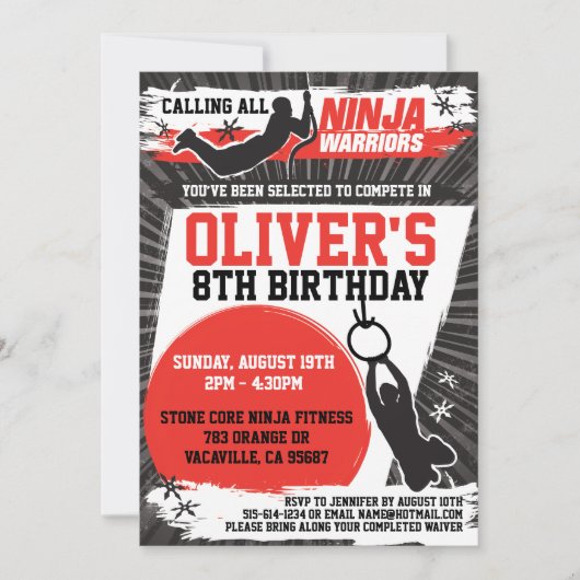 Ninja Warrior Karate Kid Birthday Party Einladung (Vorderseite)