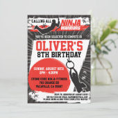 Ninja Warrior Karate Kid Birthday Party Einladung (Stehend Vorderseite)