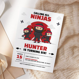 Ninja Warrior Karate Martial Arts Geburtstagsparty Einladung