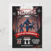 Ninja Warrior Kindergeburtstag Boy Einladung (Vorderseite)