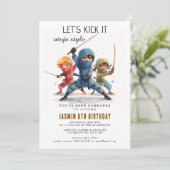 Ninja Warrior Kindergeburtstag Party Einladung (Stehend Vorderseite)