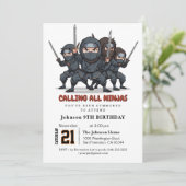 Ninja Warrior Kindergeburtstag Party Einladung (Stehend Vorderseite)
