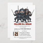 Ninja Warrior Kindergeburtstag Party Einladung (Vorne/Hinten)