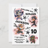 Ninja Warriors Birthday Party Einladung (Vorderseite)