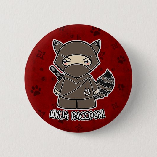 Ninja Waschbär! Im roten Knopf Button (Vorderseite)