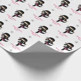 Ninja Wrapping Paper Girl Pink Black Personalisier Geschenkpapier