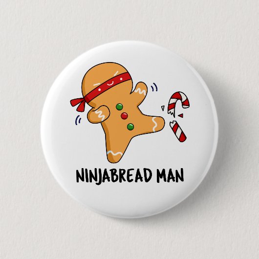 Ninjabread Man Funny Gingerbread Pun Button (Vorderseite)