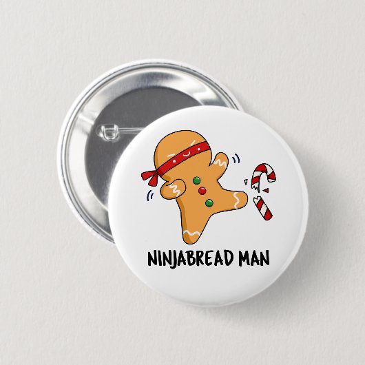 Ninjabread Man Funny Gingerbread Pun Button (Vorne & Hinten)