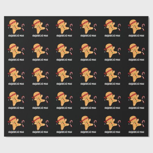 Ninjabread Man Funny Gingerbread Pun Dark BG Geschenkpapier (Flach)