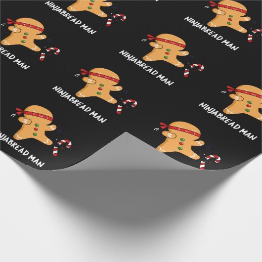 Ninjabread Man Funny Gingerbread Pun Dark BG Geschenkpapier (Ecke)