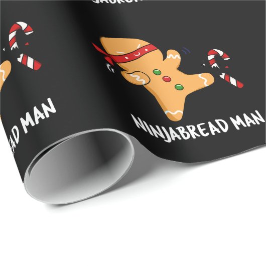 Ninjabread Man Funny Gingerbread Pun Dark BG Geschenkpapier (Rolleneckpunkt)