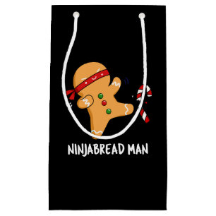 Ninjabread Man Funny Gingerbread Pun Dark BG Kleine Geschenktüte