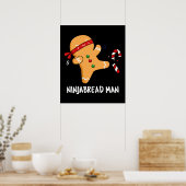 Ninjabread Man Funny Gingerbread Pun Dark BG Poster (Küche)