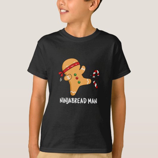 Ninjabread Man Funny Gingerbread Pun Dark BG T-Shirt (Vorderseite)