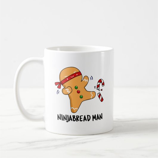 Ninjabread Man Funny Gingerbread Pun Kaffeetasse (Links)