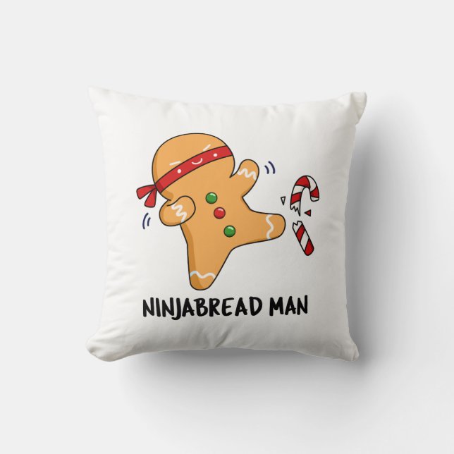 Ninjabread Man Funny Gingerbread Pun Kissen (Vorderseite)