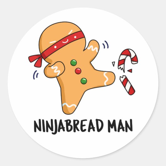Ninjabread Man Funny Gingerbread Pun Runder Aufkleber (Vorderseite)