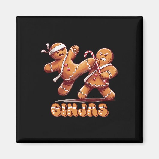 Ninjabread Man Gingerbread - Ninja Gift Ginjas Chr Magnet (Vorne)