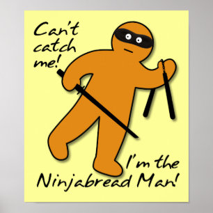 NinjaBread Mann Ninja Lebkuchen Lustiges Poster Sc