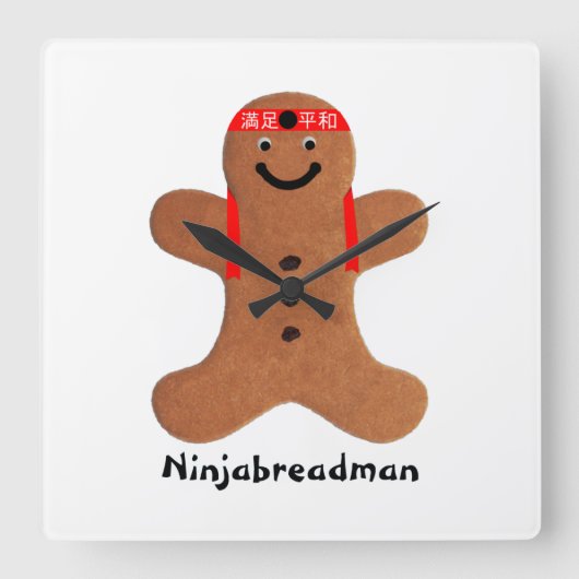 Ninjabreadman biscuit (cookie) Acrylmauer Quadratische Wanduhr (Vorderseite)