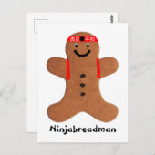 Ninjabreadman biscuit (Cookie) Postkarte (Vorne/Hinten)