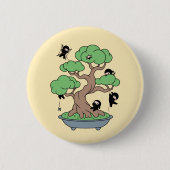 Ninjas in Bonsai Tree on Yellow Button (Vorderseite)