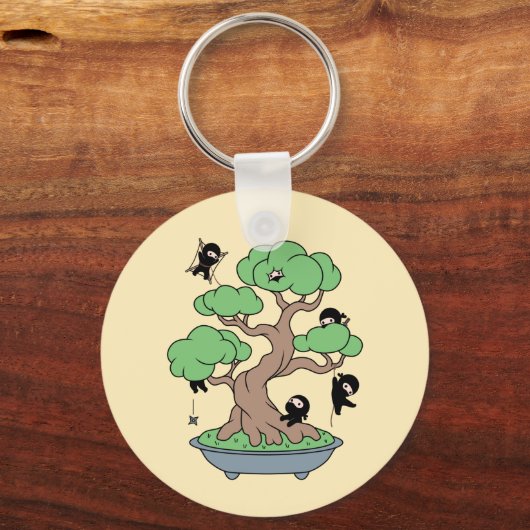 Ninjas in Bonsai Tree on Yellow Schlüsselanhänger (Rückseite)