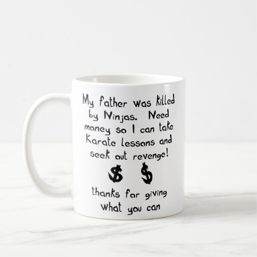 Ninjas tötete meinen Vater Funny Mug Spaß Kaffeetasse (Links)