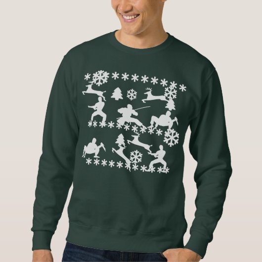 Ninjas u. Ren, die hässliches Weihnachten kämpfen, Sweatshirt (Vorderseite)