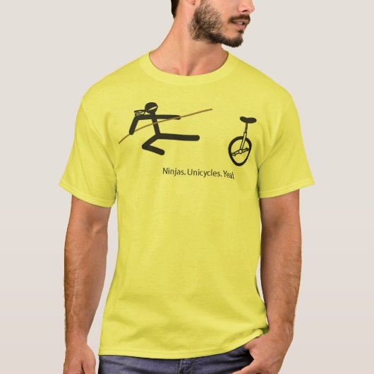 "Ninjas. Unicycles. Ja." Shirt im Gelb (Vorderseite)