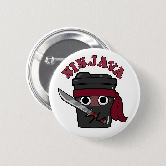 Ninjava Funny Ninja Java Kaffee Pub Button (Vorne & Hinten)