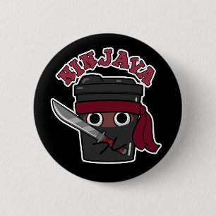Ninjava Funny Ninja Java Kaffee Pub Dark BG Button