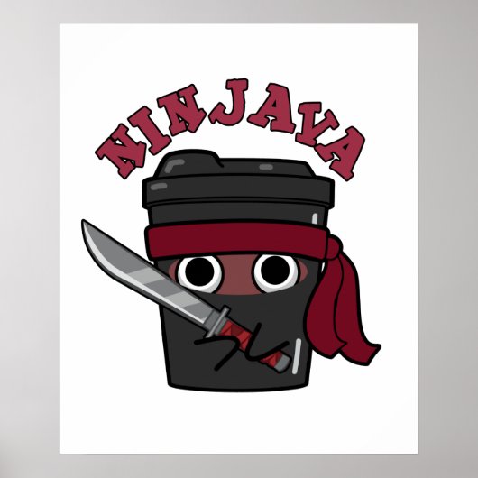 Ninjava Funny Ninja Java Kaffee Pub Poster (Vorne)