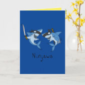 Ninjaws Ninja Sharks Funny Greeting Card Karte (Gelbe Blume)
