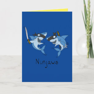 Ninjaws Ninja Sharks Funny Greeting Card Karte