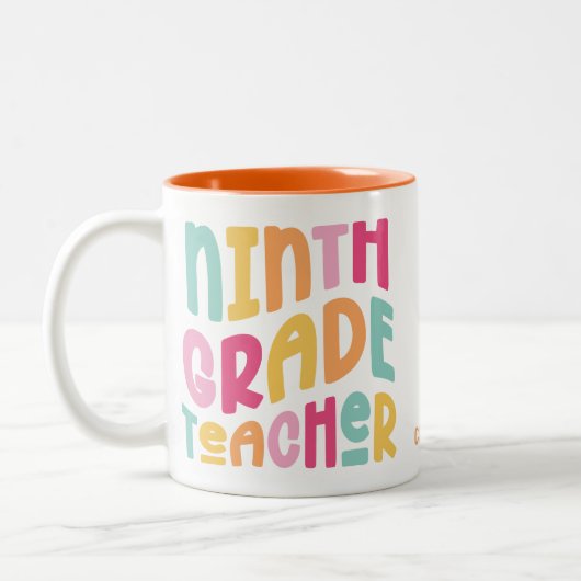 Ninth Grade Teacher Colorful Text Zweifarbige Tasse (Links)
