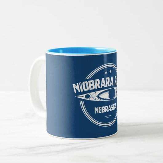 Niobrara Fluss Nebraska Kayaking Zweifarbige Tasse (Vorderseite Links)