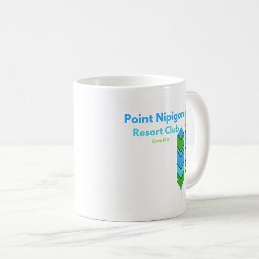 Nipigon versieht den blauen/Grün Becher mit Federn Kaffeetasse (VorderseiteRechts)