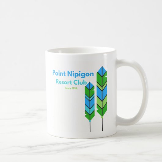 Nipigon versieht den blauen/Grün Becher mit Federn Kaffeetasse (Rechts)