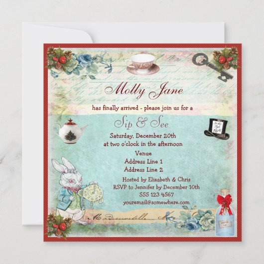 Nippen Sie u. sehen Sie an festlicher Einladung (Rückseite)