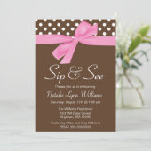 Nippen Sie und sehen Sie an rosa Brown-Tupfen zu Einladung (Stehend Vorderseite)