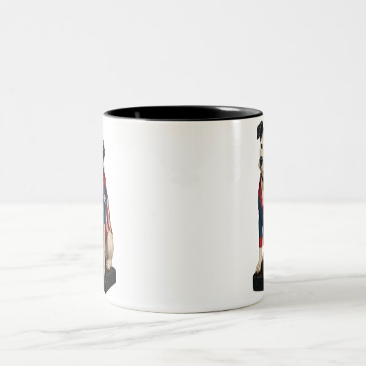 Nipper RCA Victor Dog Art in American Flag Blazer Zweifarbige Tasse (Mittel)