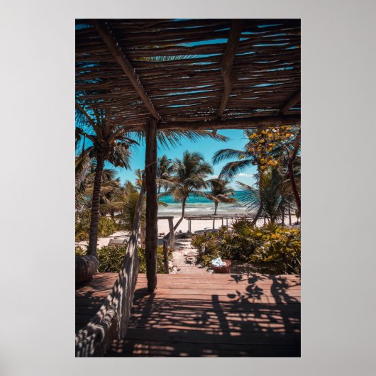 Nipphütte unter Kokospalmen Poster (Vorne)
