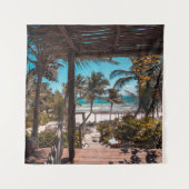 Nipphütte unter Kokospalmen Wandteppich (Vorderseite)