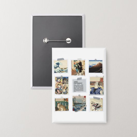 NIPPON Japanese Ukiyo-e Button (Vorderseite/Rückseite)