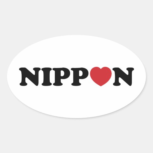 Nippon Liebe Heart Ovaler Aufkleber (Vorderseite)