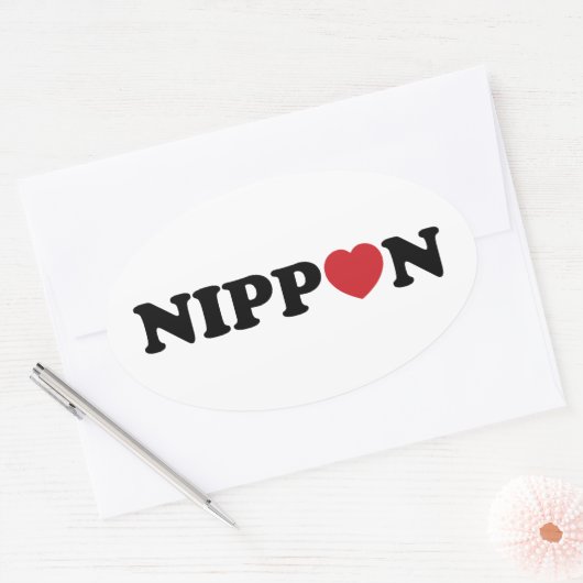 Nippon Liebe Heart Ovaler Aufkleber (Umschlag)