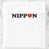 Nippon Liebe Heart Ovaler Aufkleber (Tasche)